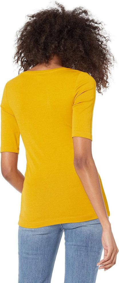 Tina - Essentials Women's Fitted Half Sleeve Square Neck Tee