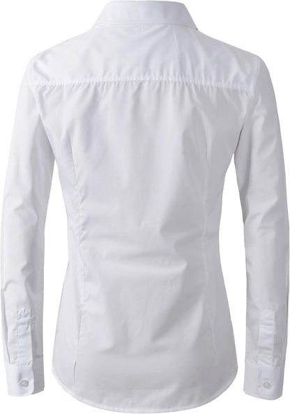 Denise - Women's Formal Work Wear White Button Down Shirt