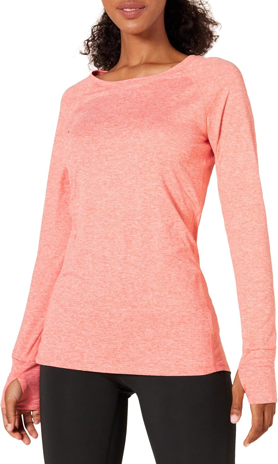 Nazia - Plus Size Brushed Tech Stretch Long-Sleeve Crewneck Workout Shirt