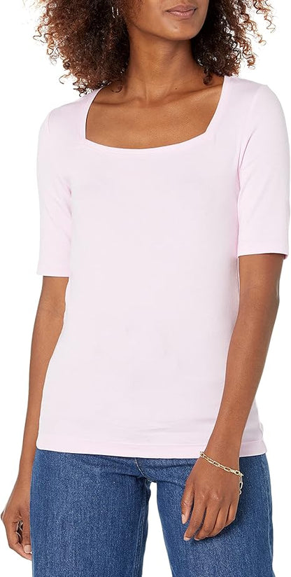 Tina - Essentials Women's Fitted Half Sleeve Square Neck Tee