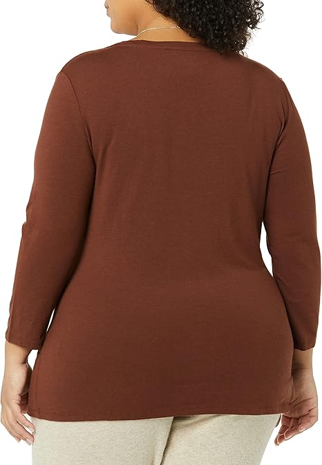 Lois - Essentials Women's Classic-Fit 3/4 Sleeve V-Neck T-Shirt (Available in Plus Size), Multipacks