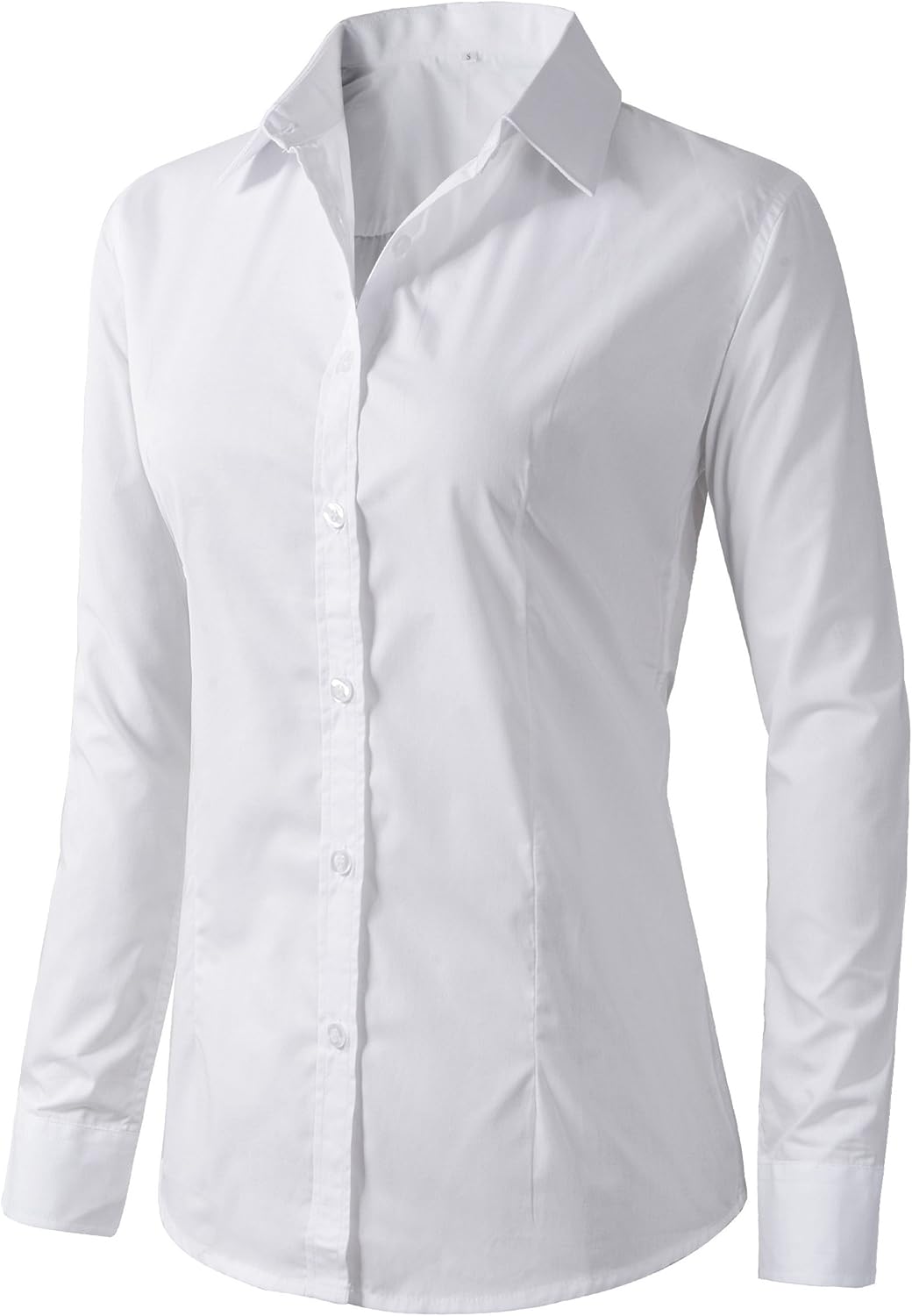 Denise - Women's Formal Work Wear White Button Down Shirt