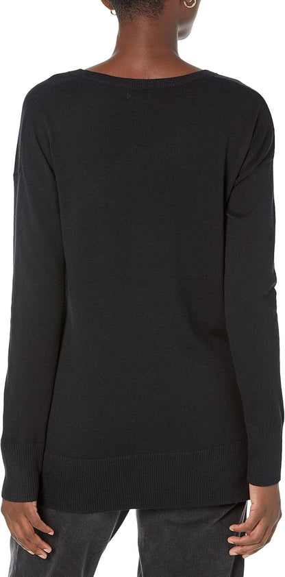 Susan - Essentials Women's Cozy Long-Sleeved V-Neck Tunic Sweater (Plus Size Available)