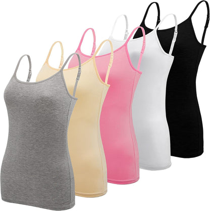 Lynne - 5 Pieces Basic Camisole Adjustable Strap Vest Top for Women and Girl