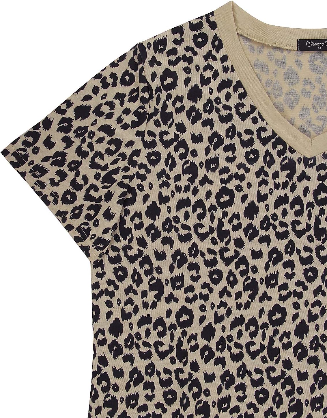 Katherine - Leopard Print Casual Crew Neck T-Shirt for Women with Short Sleeves