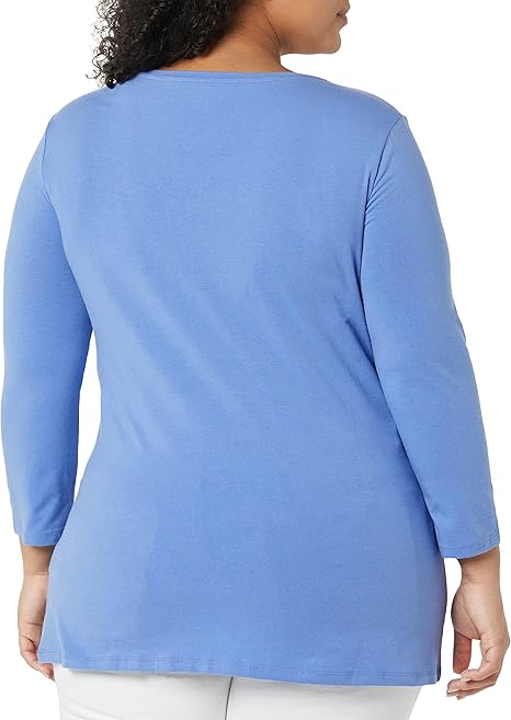 Lois - Essentials Women's Classic-Fit 3/4 Sleeve V-Neck T-Shirt (Available in Plus Size), Multipacks