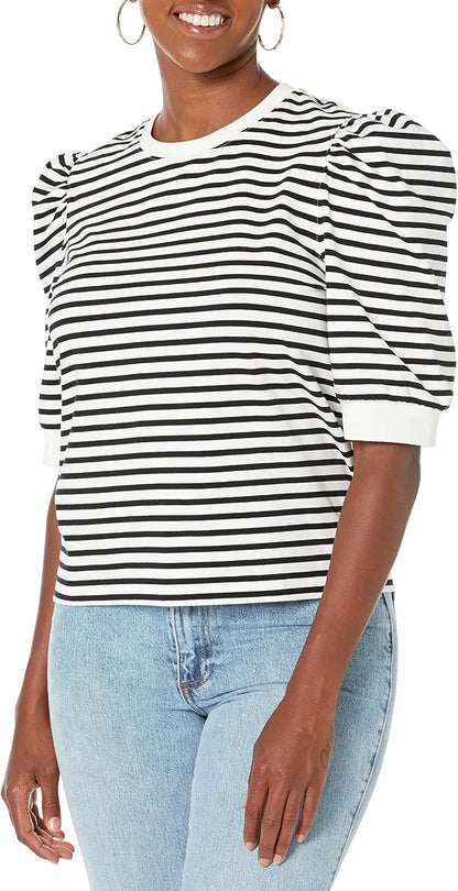 Chloe- Chic Puff-Sleeve Jersey T-Shirt for Women by The Drop