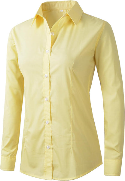 Denise - Women's Formal Work Wear White Button Down Shirt