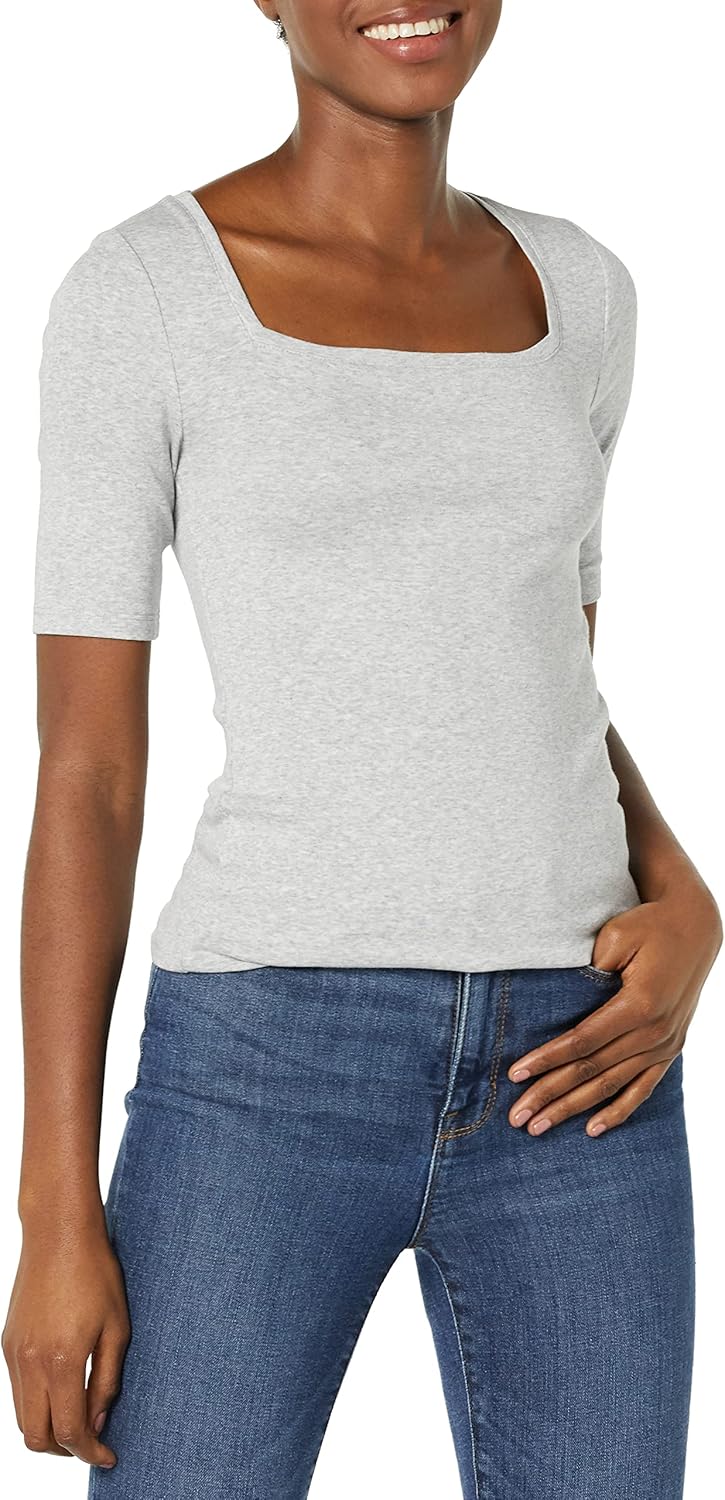 Tina - Essentials Women's Fitted Half Sleeve Square Neck Tee