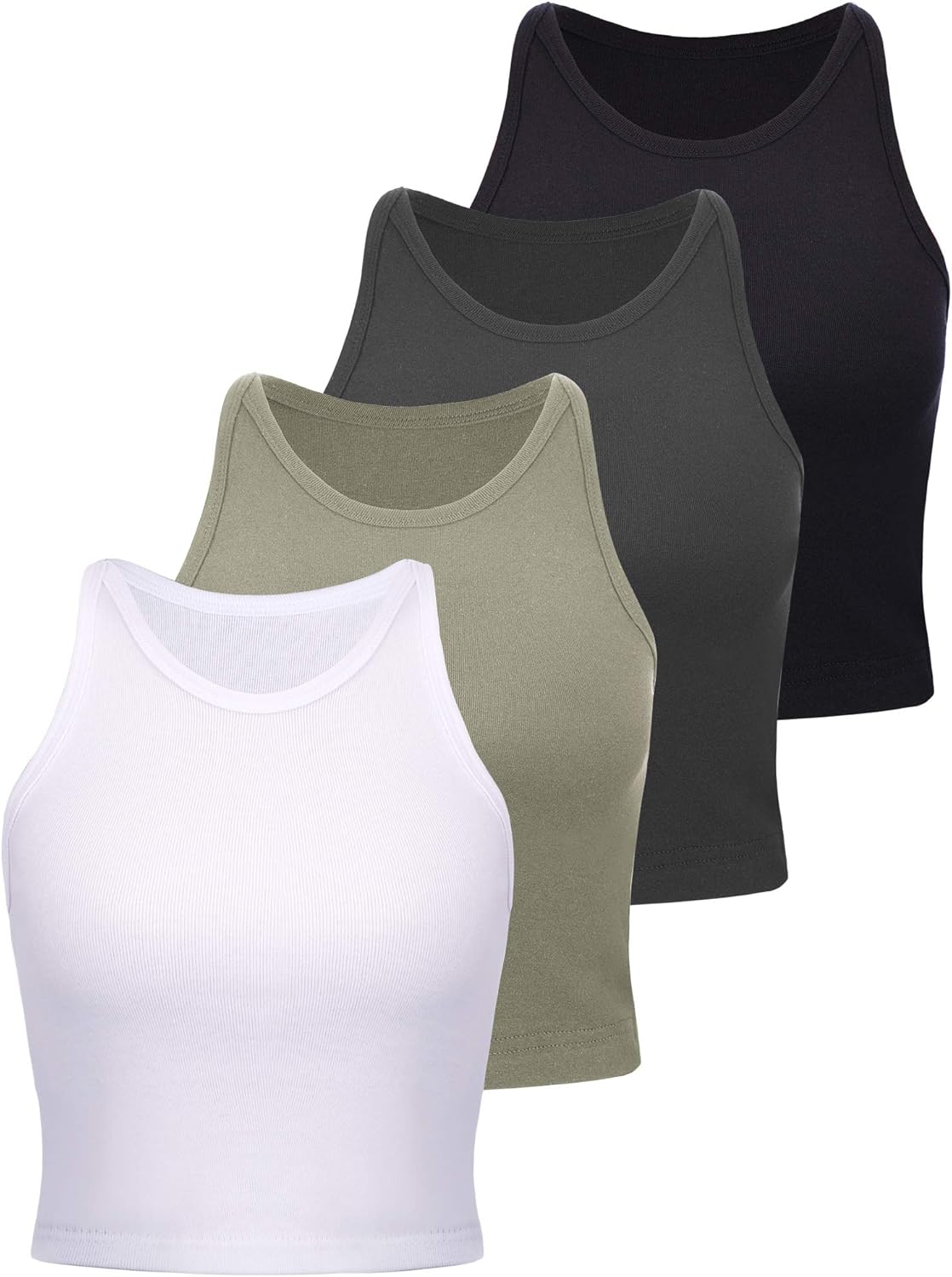 Barbara - 4 Pieces Basic Tank Women Sleeveless Racerback Crop Tops