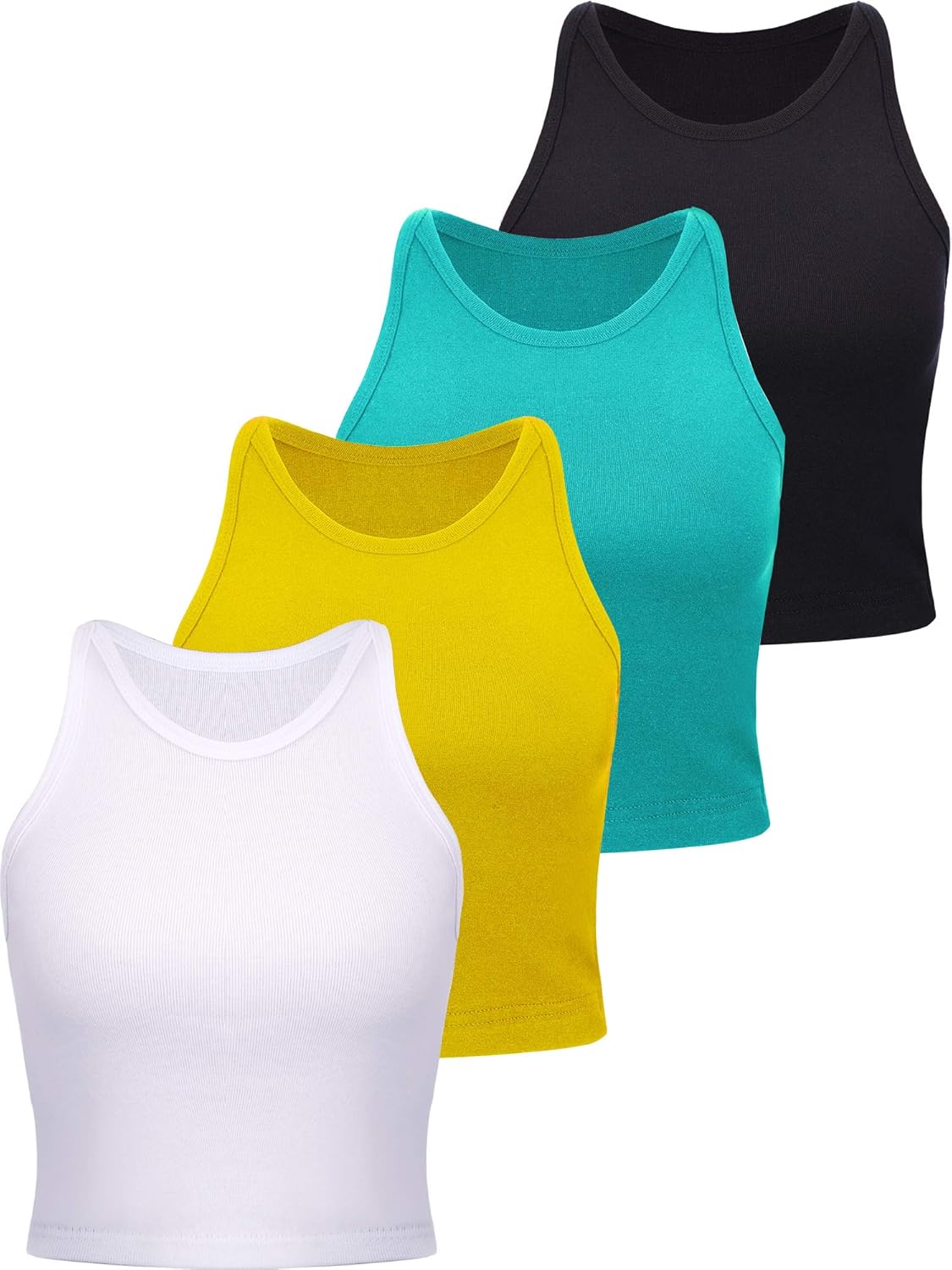 Barbara - 4 Pieces Basic Tank Women Sleeveless Racerback Crop Tops