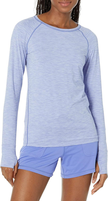 Nazia - Plus Size Brushed Tech Stretch Long-Sleeve Crewneck Workout Shirt