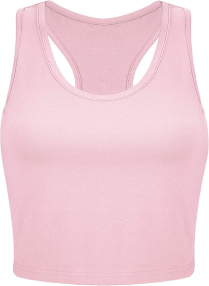 Tracey - Cotton Racerback Crop Tank Tops - 4 Pack