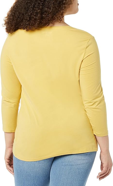 Lois - Essentials Women's Classic-Fit 3/4 Sleeve V-Neck T-Shirt (Available in Plus Size), Multipacks