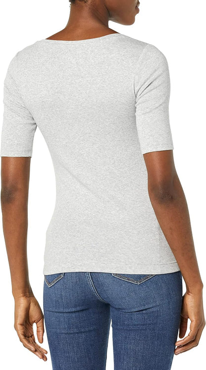 Tina - Essentials Women's Fitted Half Sleeve Square Neck Tee