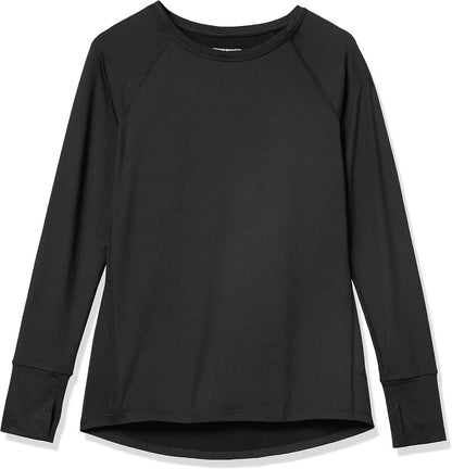 Nazia - Plus Size Brushed Tech Stretch Long-Sleeve Crewneck Workout Shirt