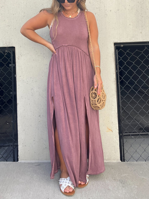 Effortless Chic Loose Fit Maxi Dress with Stylish Slit