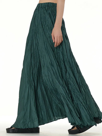 Norris - Elegant Ruched Pleated Maxi Skirt with Stretchy Waistband