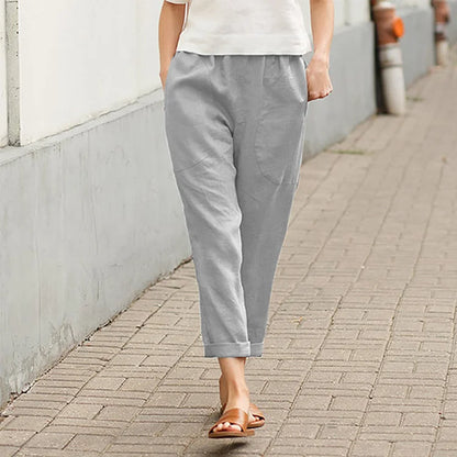 Easygoing Solid Color Straight Fit Cotton Pants