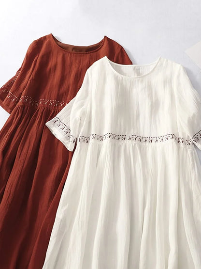 Lana – Soft embroidered cotton-linen dress