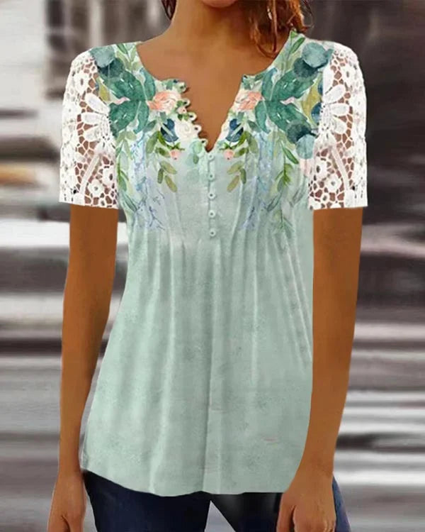 Lace Button Top - Delicate Elegance