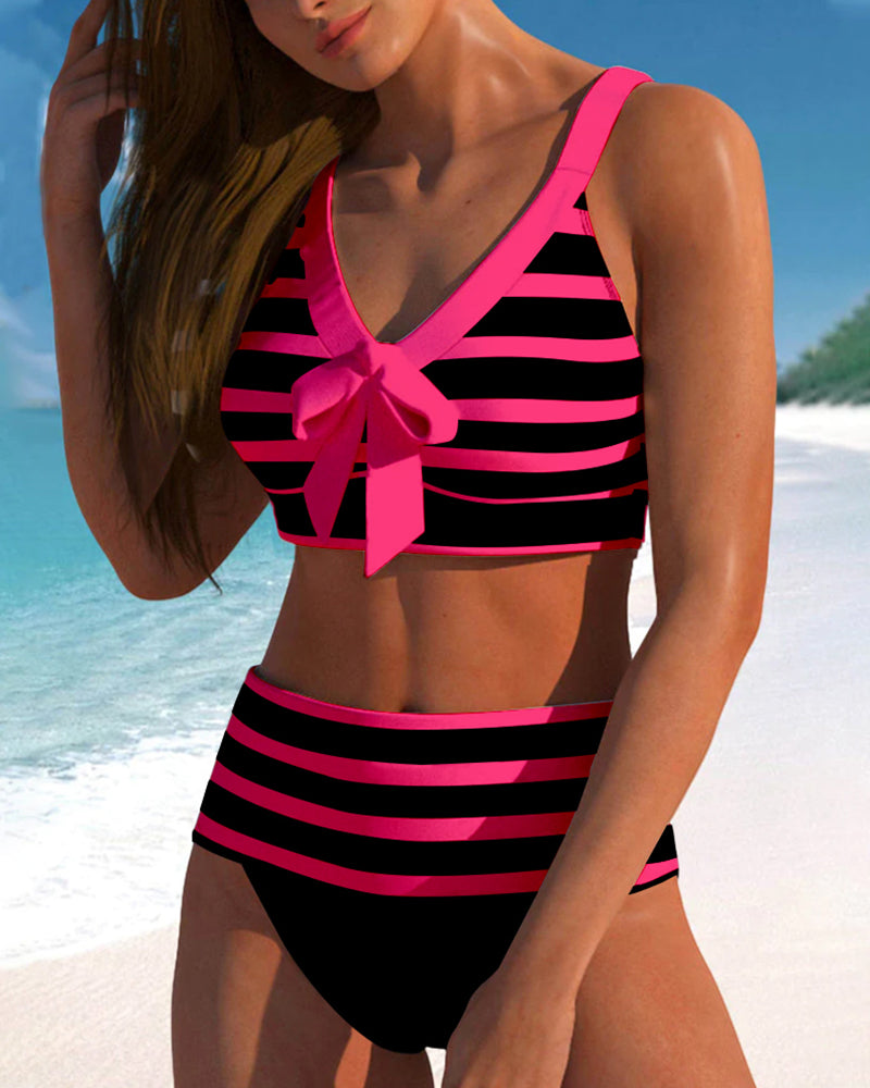 Gayle - Striped High-Waisted Bikini Set