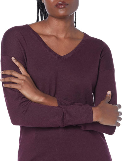 Susan - Essentials Women's Cozy Long-Sleeved V-Neck Tunic Sweater (Plus Size Available)