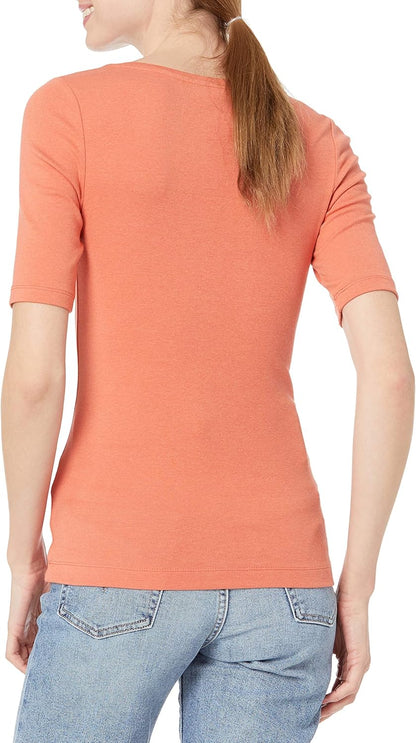 Tina - Essentials Women's Fitted Half Sleeve Square Neck Tee