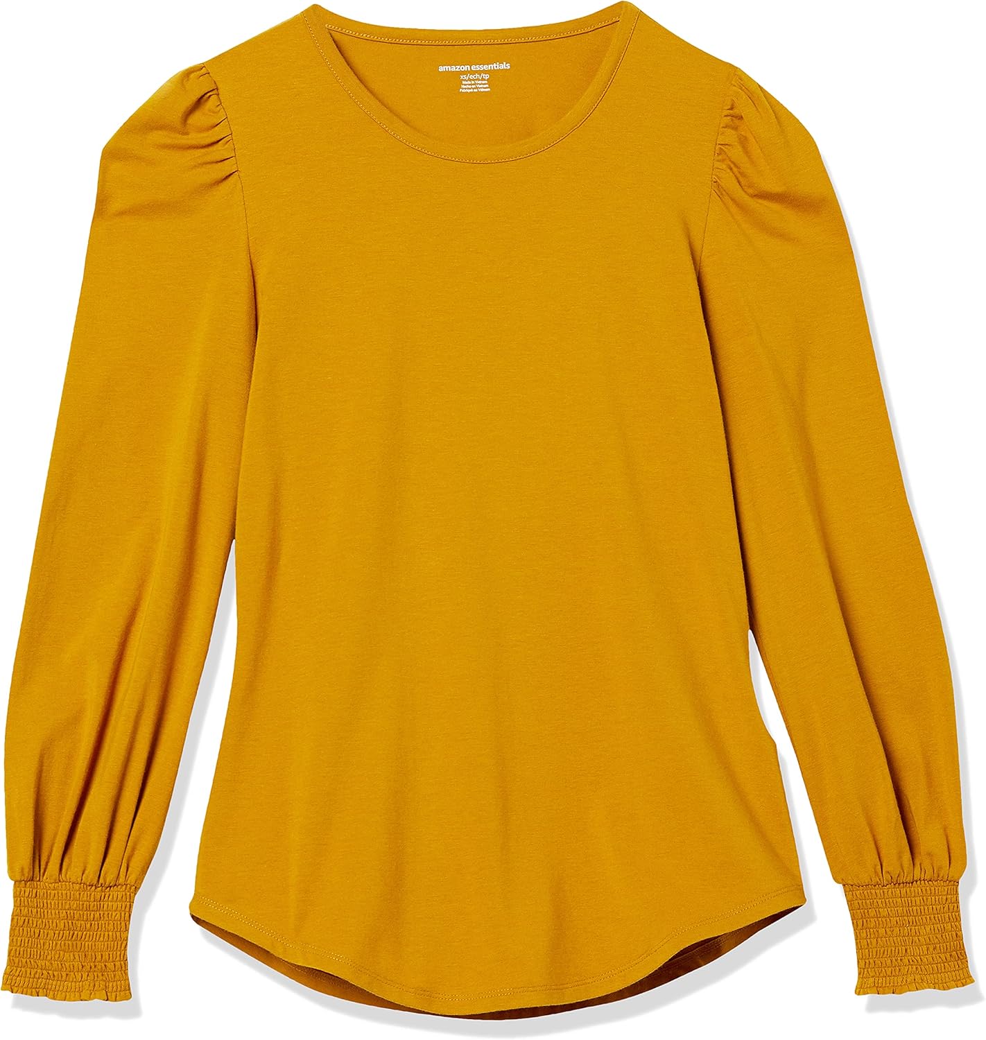 Lynda - Essentials Women's Long-Sleeve Crewneck Smocked Cuff T-Shirt