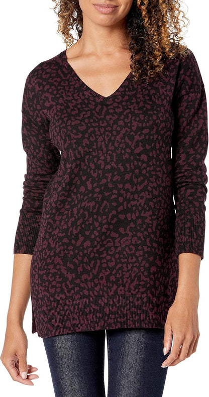 Susan - Essentials Women's Cozy Long-Sleeved V-Neck Tunic Sweater (Plus Size Available)