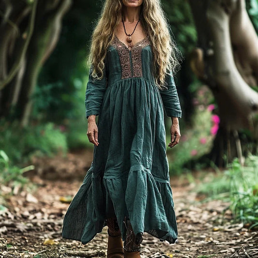 Boho Chic Oversized Linen Maxi Dress for Women