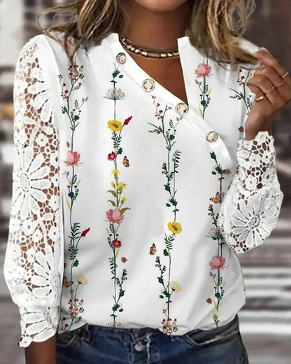 Casual Floral Lace Top - Elegant Style