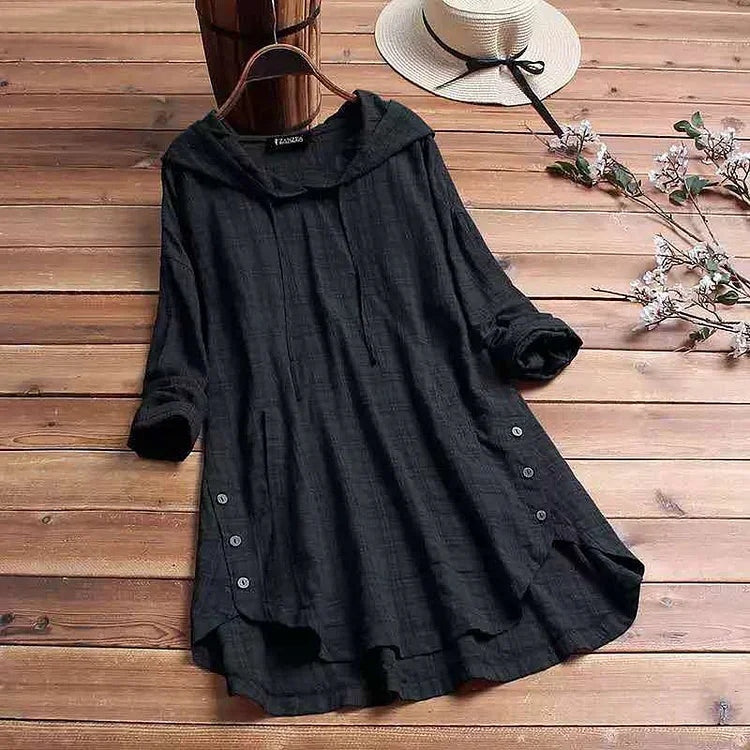 Hooded Plaid Long Sleeve Casual Shirt