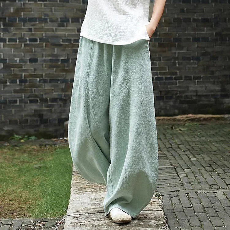 Retro Casual Loose Pocket Lantern Pants