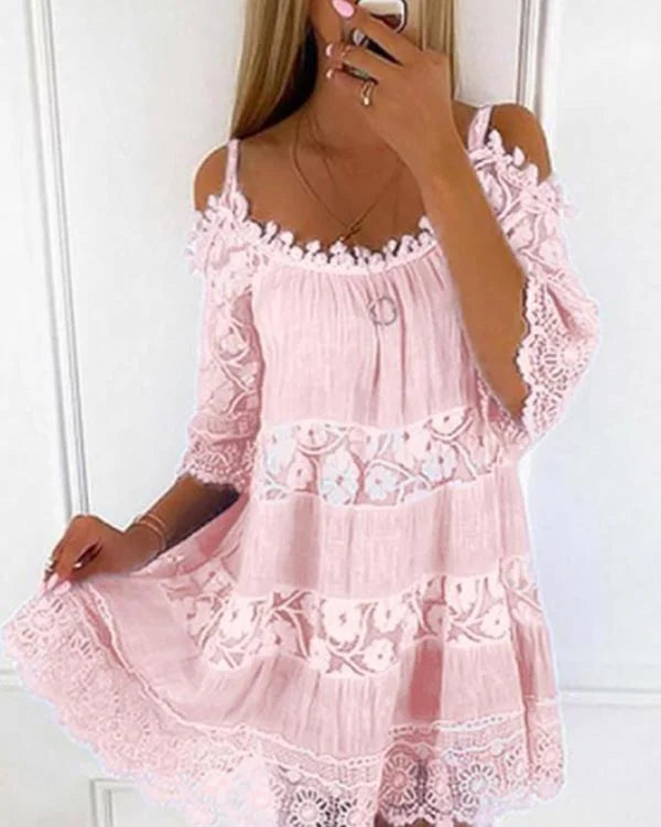 Effortless Charm - Strapless Lace Dress