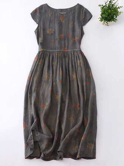 Bohemian Floral Print Casual Dress for Women