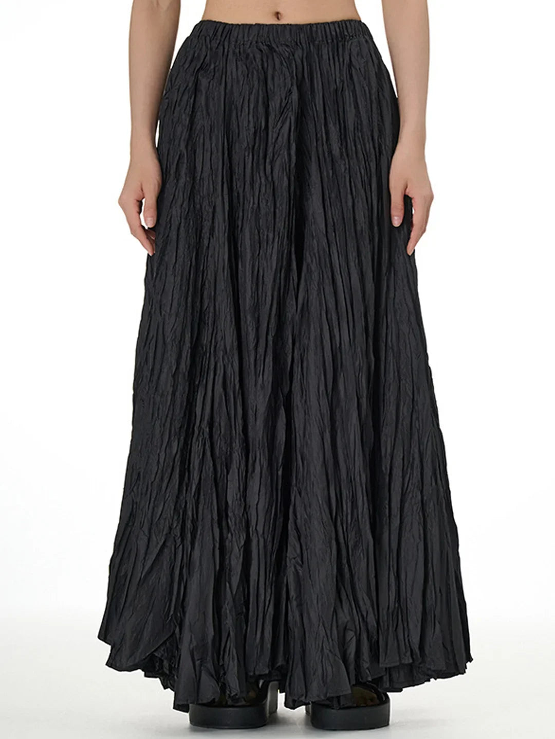 Norris - Elegant Ruched Pleated Maxi Skirt with Stretchy Waistband