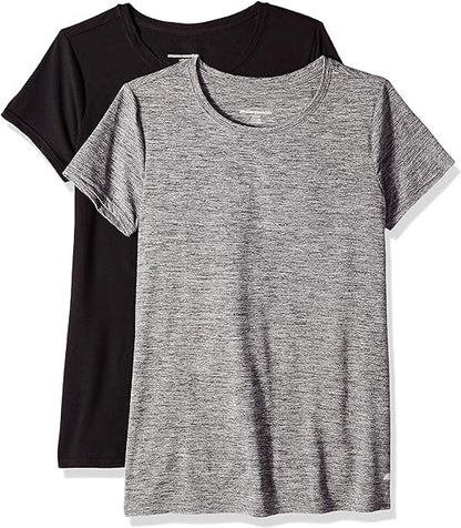 Deborah - Essentials Women's Tech Stretch Short-Sleeved Crew Neck T-Shirt (Available in Plus Size), Multipacks