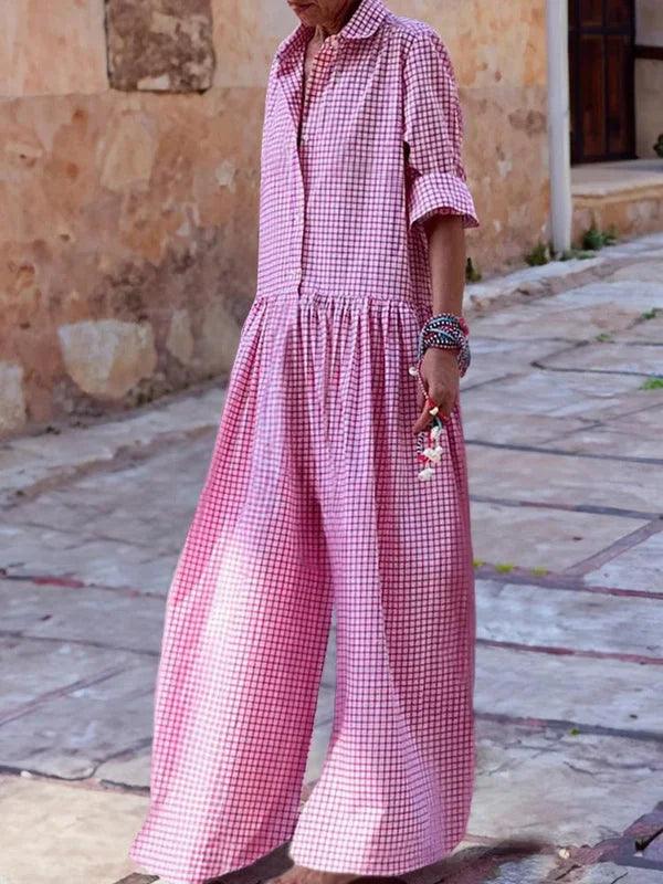 Cozy plaid jumpsuit in vibrant colours