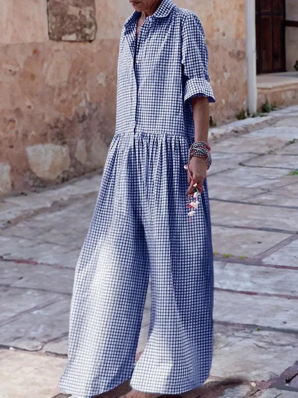 Cozy plaid jumpsuit in vibrant colours