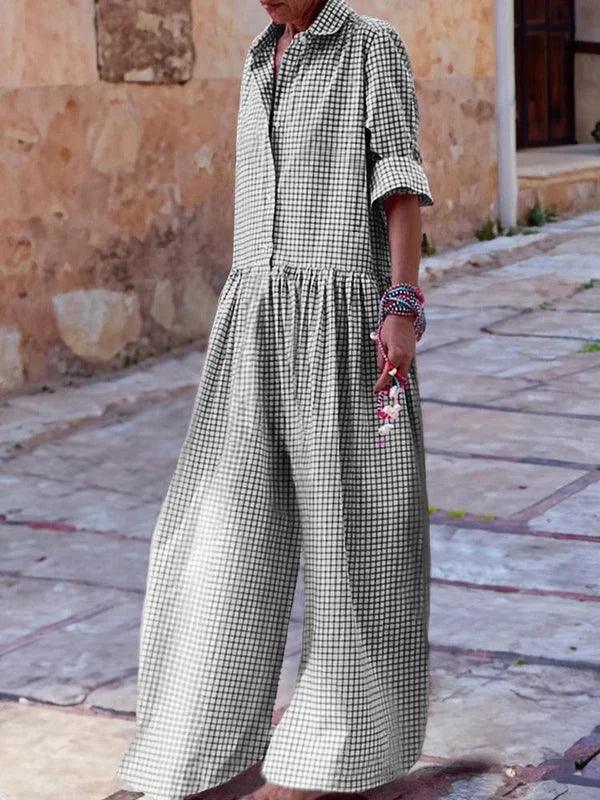 Cozy plaid jumpsuit in vibrant colours