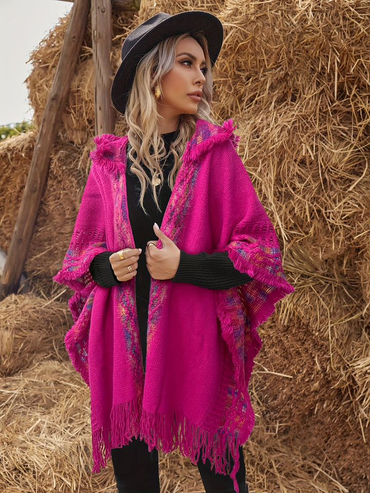 Hooded Cape – Geometric Pattern & Soft Comfortable Fit