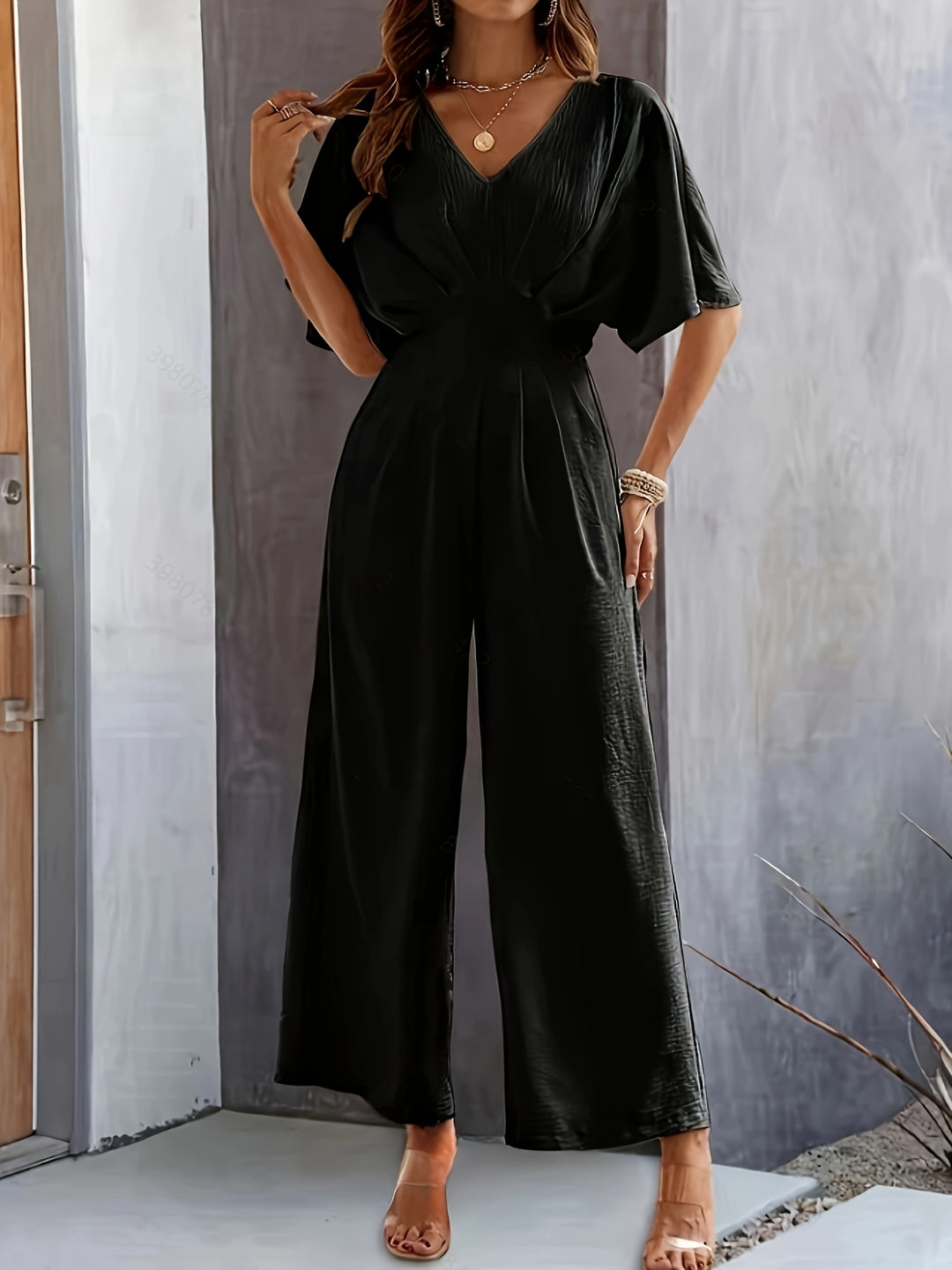 Jumpsuit – V-Neck Design & Lightweight Fabric