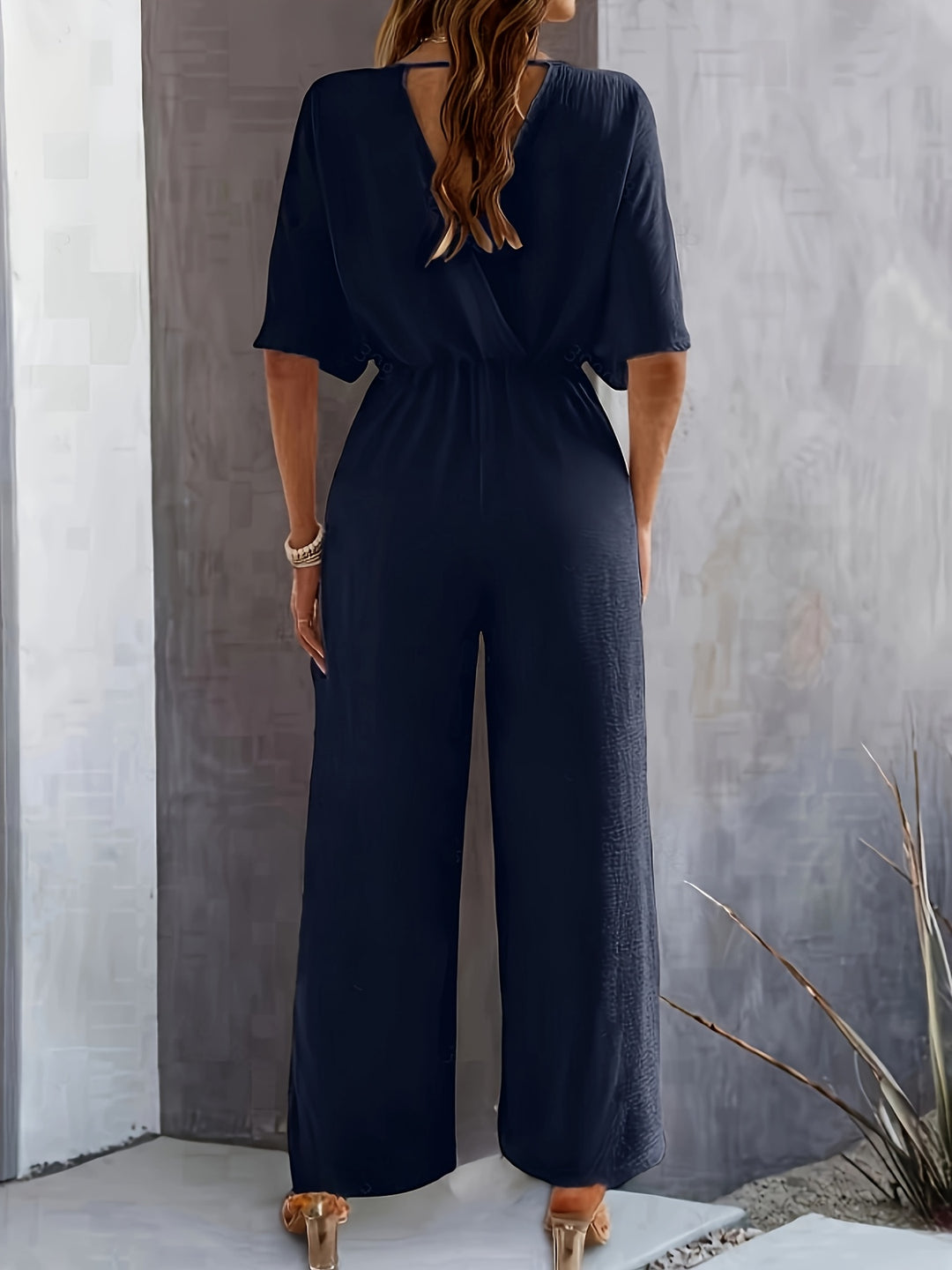 Jumpsuit – V-Neck Design & Lightweight Fabric