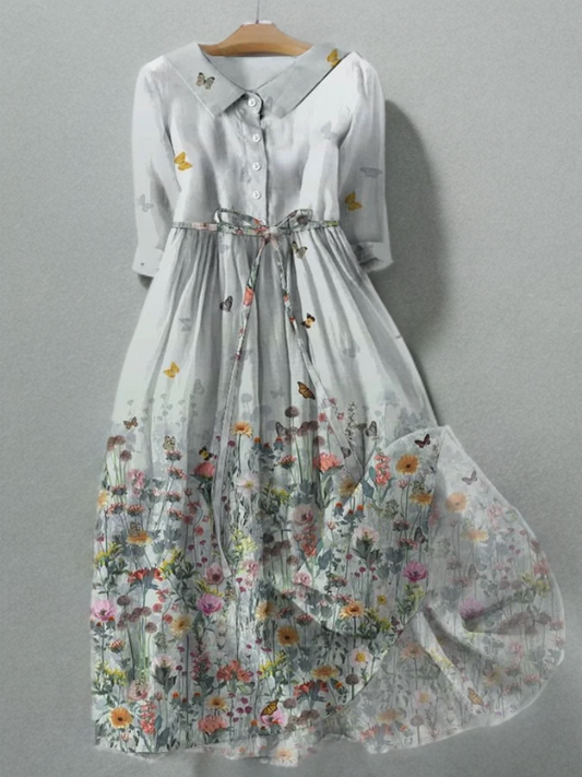 Alesha - Vintage Floral Dress with Functional Handbag