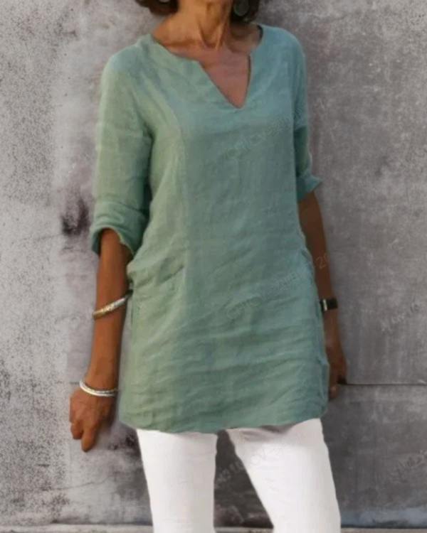 Liam - Sleek Linen Top with V-Neck