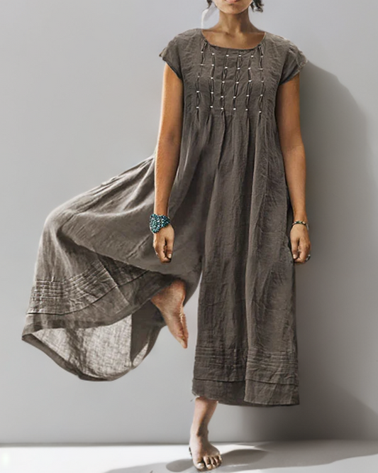 Gelay - Relaxed Pleated Linen Jumpsuit