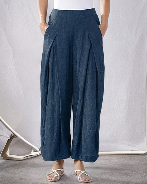 Rai - Wide Leg Linen Trousers in Stylish and Elegant Design