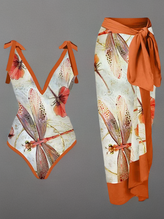 Sophia - Printed One-Piece Swimsuit with V-Neck