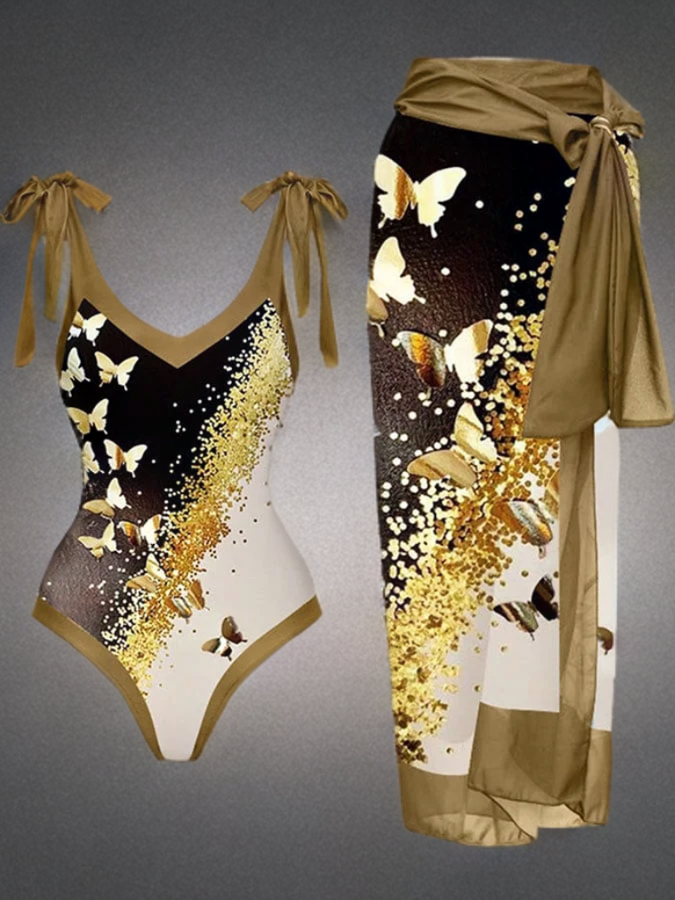 Nicole - Butterfly Print Swimsuit Set